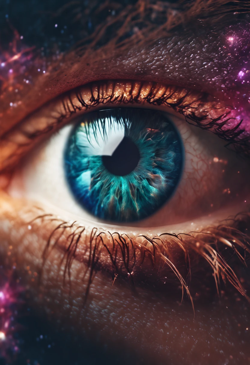 A beautiful eye with a supernova in place of the iris, rendered in hyper-realistic 8K resolution.