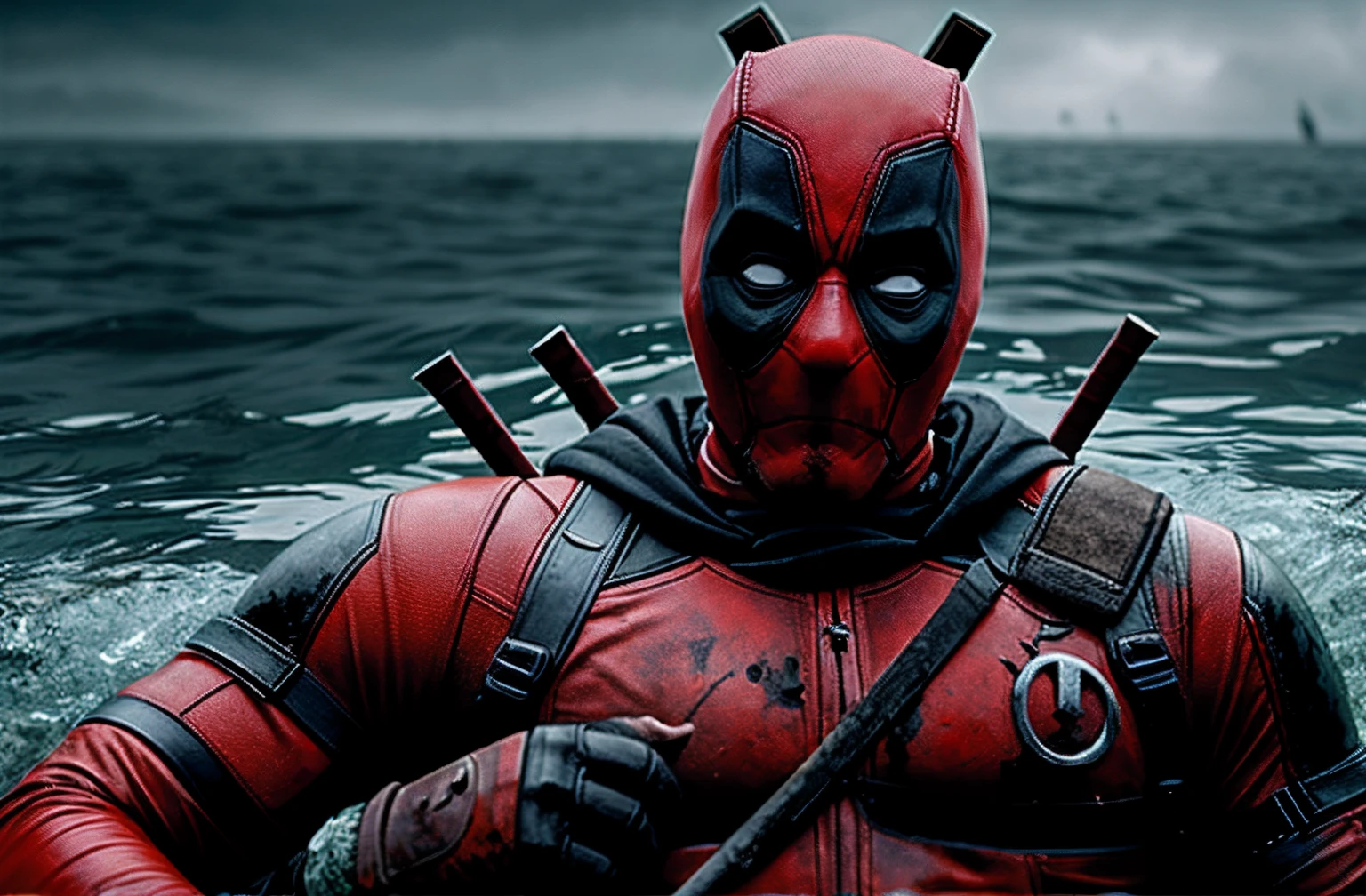 Dead pool, dead in a pool of scull’s, sculls, scull, blood, bloody water, realistic, concept art, 4k