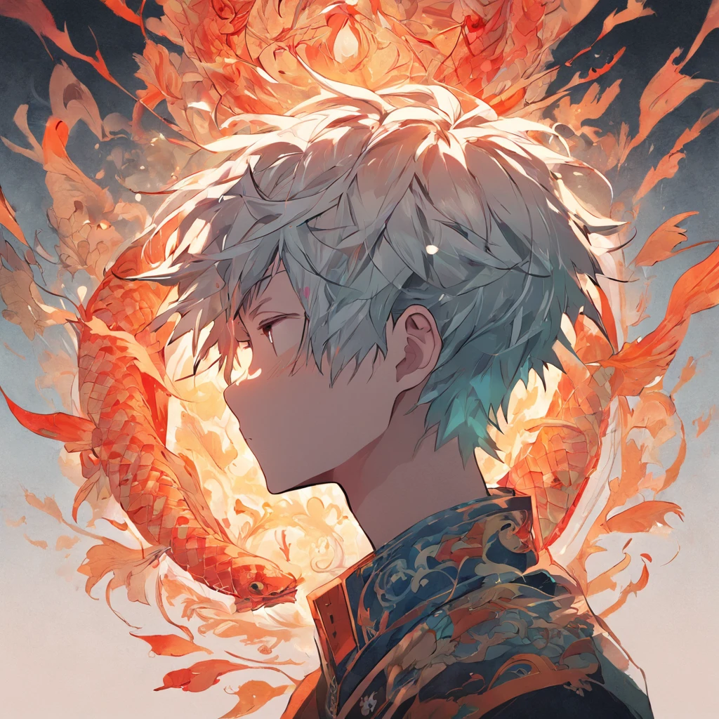 (White background:1.4),(Silhouette of a boy's head, Eyes closed, colorfull short hair, Oriental elements),(Chinese illustration:1.3,paper art:1.3, Quilted paper art:1.2),( reasonable design, Clear lines, High sharpness,Best quality, Very detailed, Masterpiece, movie light effect, 4K )
