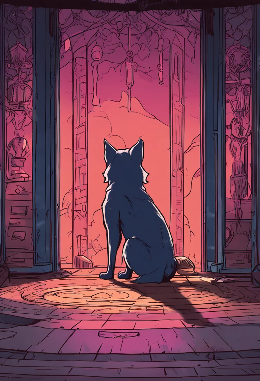 villainous dog, studio_Ghibli_anime_estilo de estilo, 2D