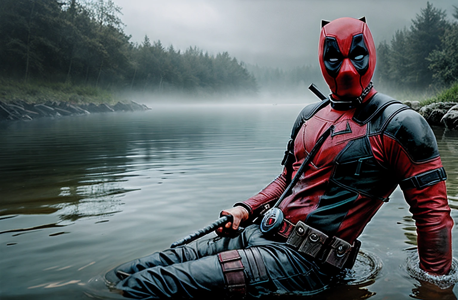 Dead pool, dead in a pool of scull’s, sculls, scull, blood, bloody water, realistic, concept art, 4k