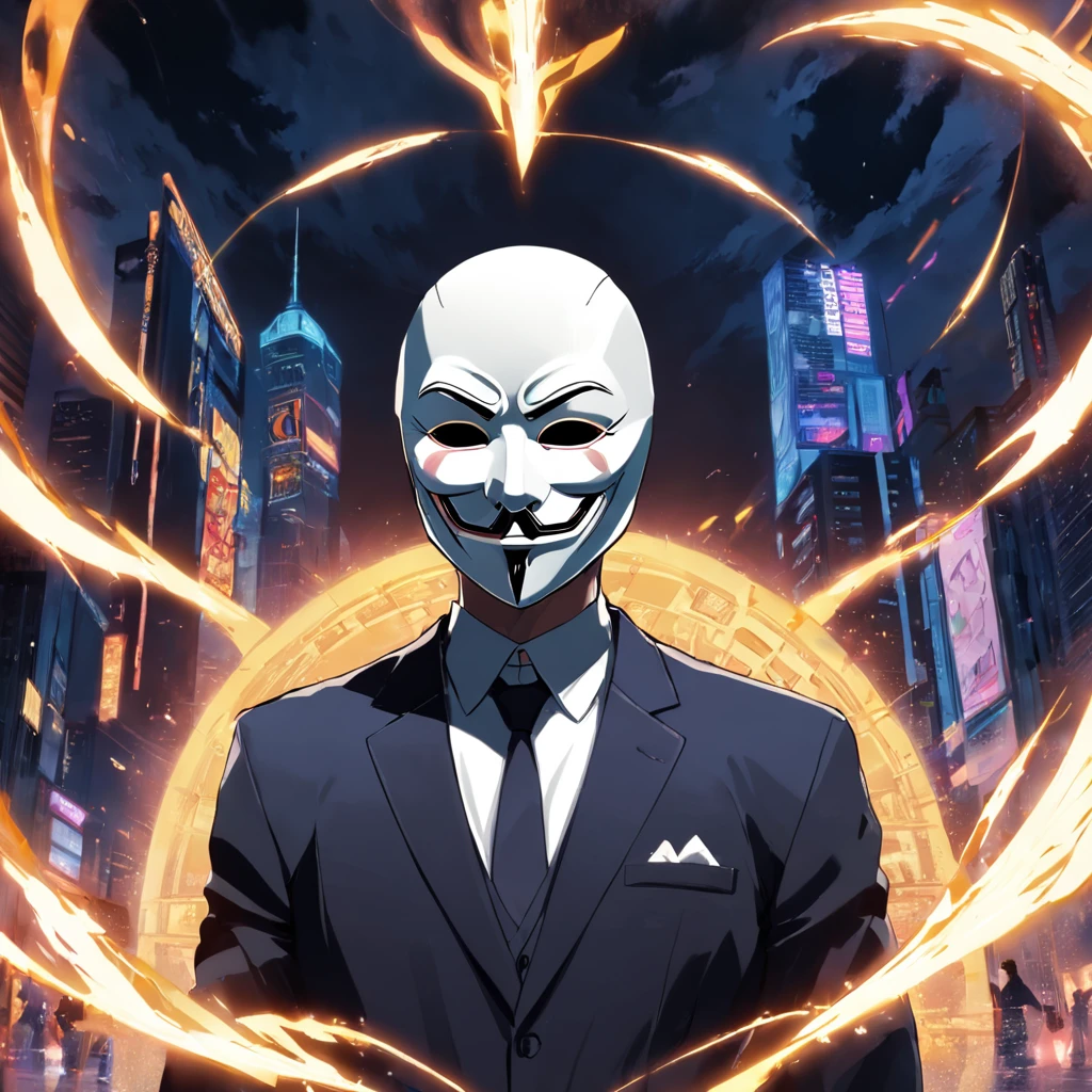 Image of a guy in a suit with a mask, anonymous mask, Anonymous, hacker, arte vetorial, anonymous as a car, Directed by: Roman Bezpalkiv, Directed by: Nikita Veprikov, Directed by: Eglon van der Neer, vector illustration, vetorial, Directed by: Aleksander Kobzdej, Directed by: Adam Marczyński