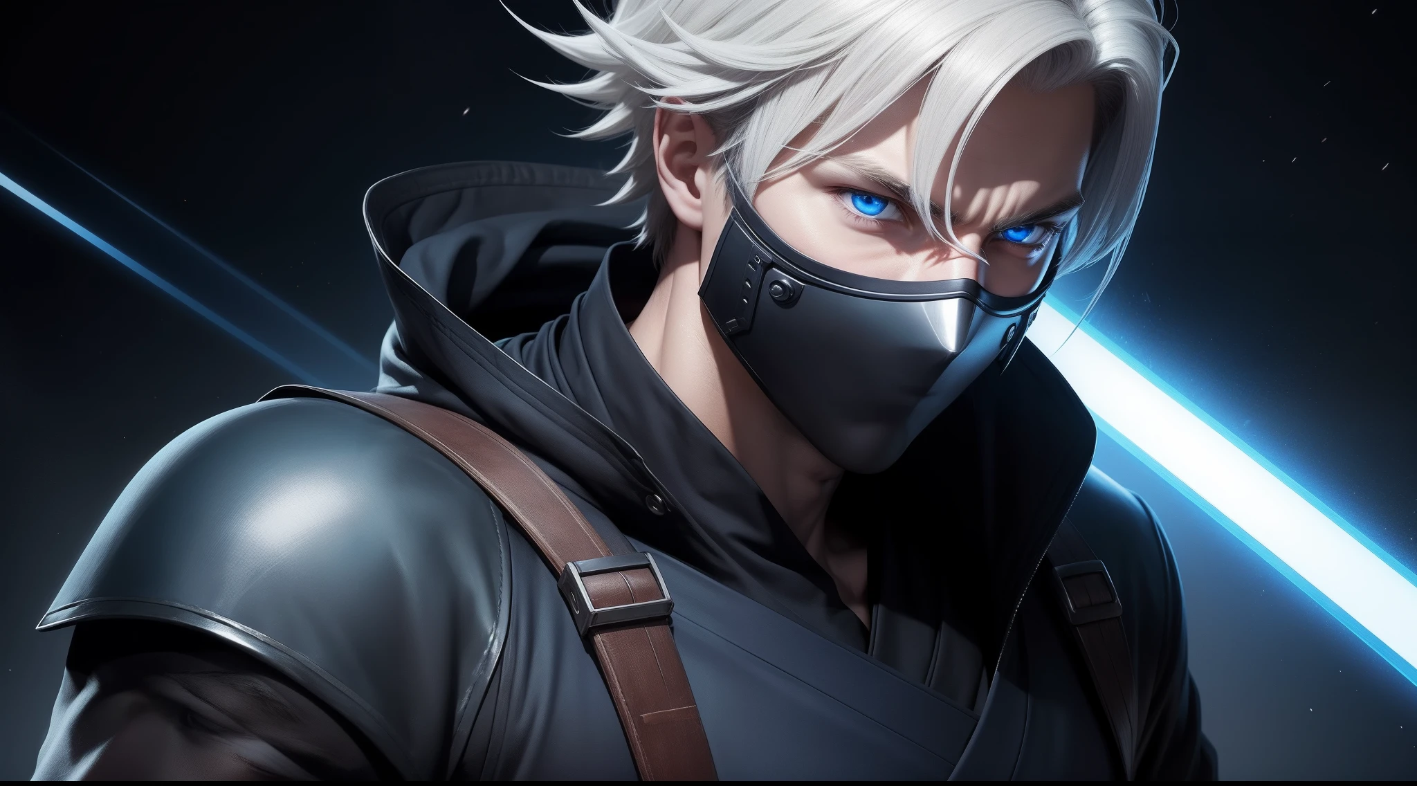 Hot profile picture, masterpiece, extremely accurate rendering, cool beautiful young man, reliable young man, savior of the world, simple design, best picture, 8K, blue eyes pale, the same color as the original demon ninja.