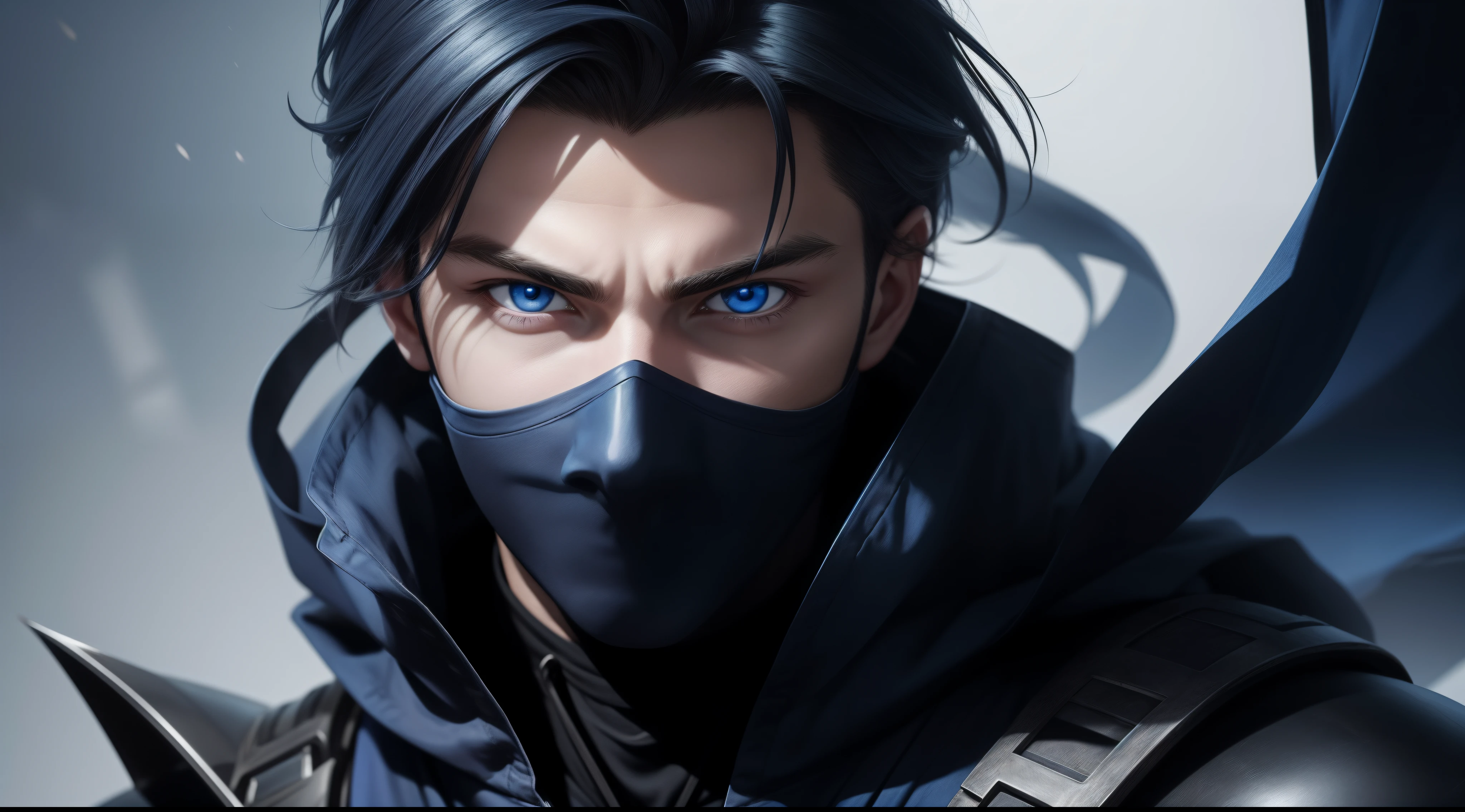 Hot profile picture, masterpiece, extremely accurate rendering, cool beautiful young man, reliable young man, savior of the world, simple design, best picture, 8K, blue eyes pale, the same color as the original demon ninja.