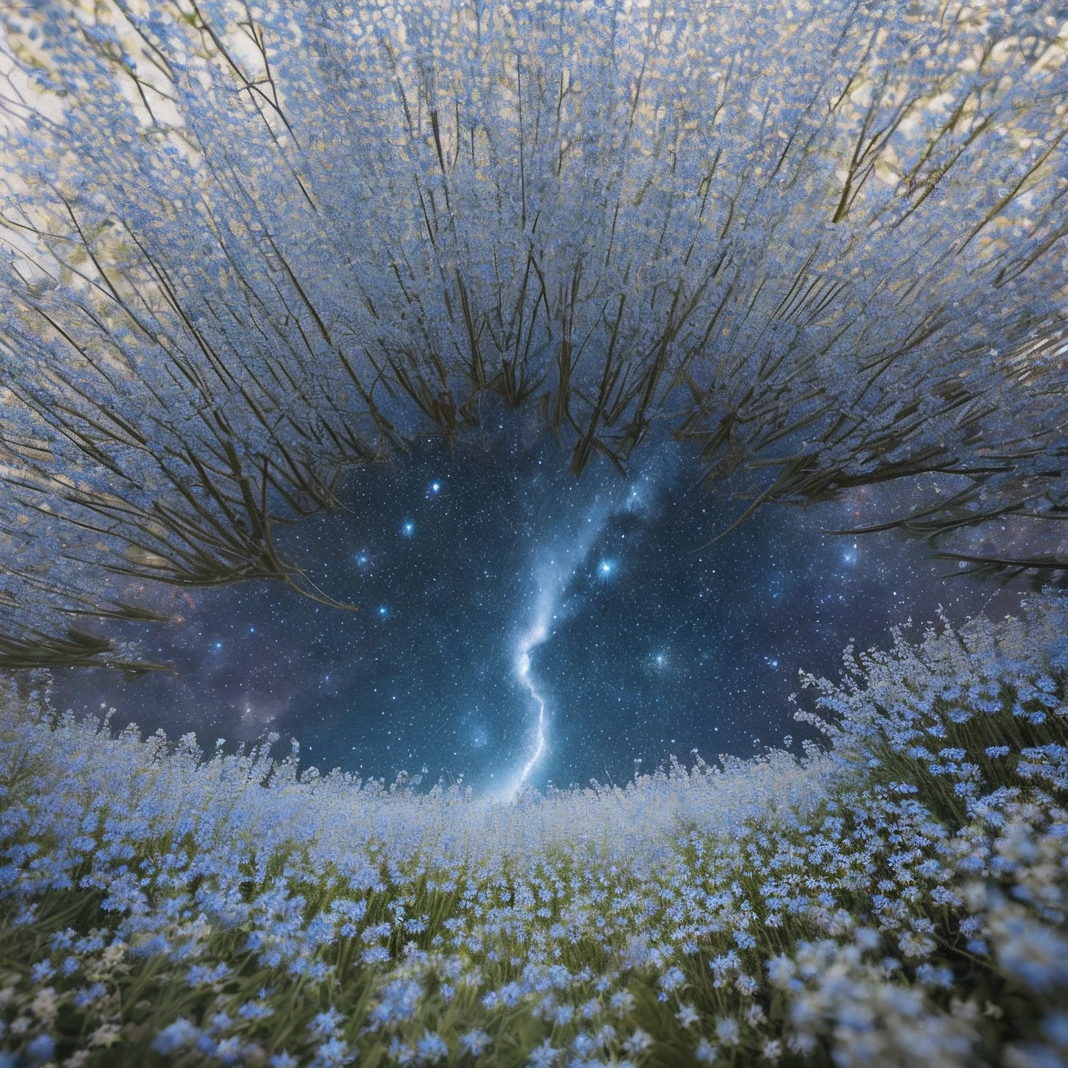 Blue Babysbreath,starryskybackground,Premium texture,Premium gray