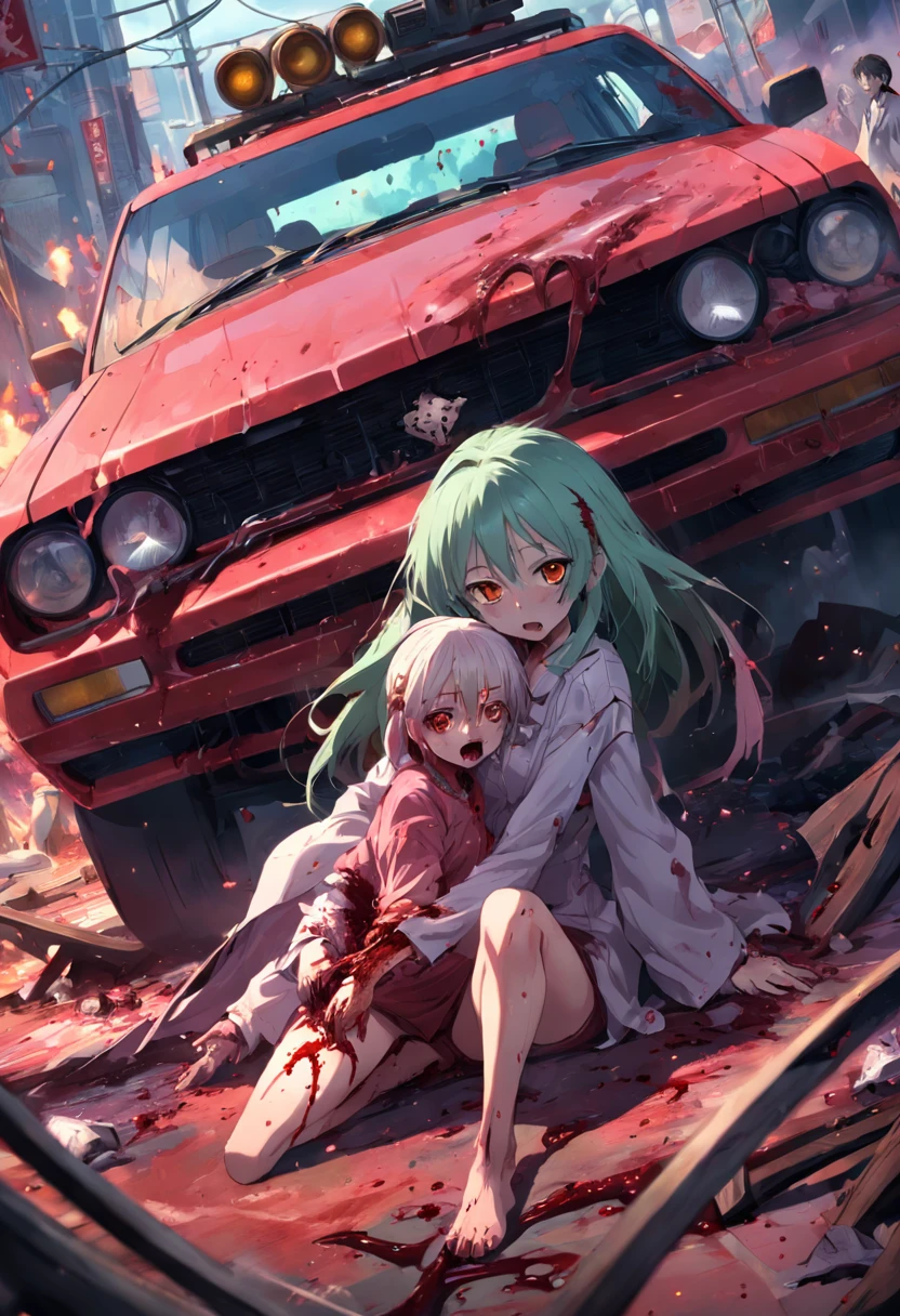A Zombie Car, eating humans, Blood, Blood Sparks, HD
