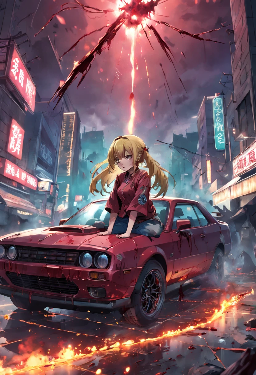 A Zombie Car, eating humans, Blood, Blood Sparks, HD