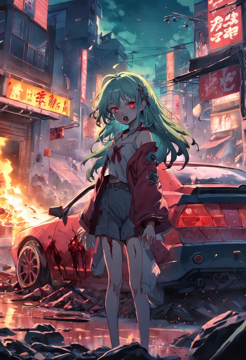 A Zombie Car, eating humans, Blood, Blood Sparks, HD