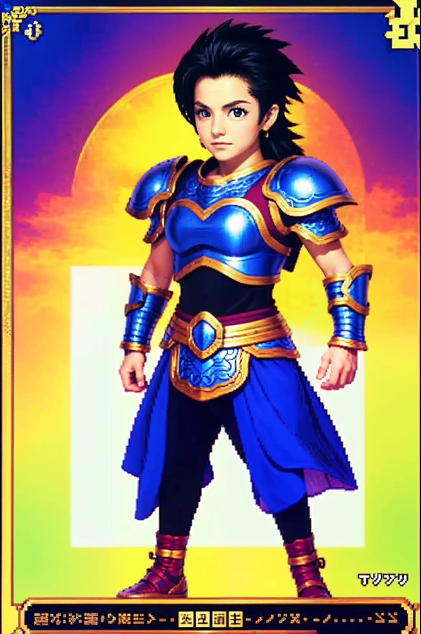 pixel game《dragon quest》，Game character design，（Lady Knight：1.4），Heavy armor，16-bit pixels