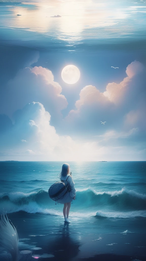 themoon,(((girl))),(Inside the clouds),((((Fly to the sea)))),The soul soars