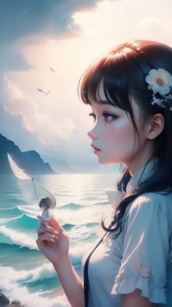 themoon,(((girl))),(Inside the clouds),((((Fly to the sea)))),The soul soars