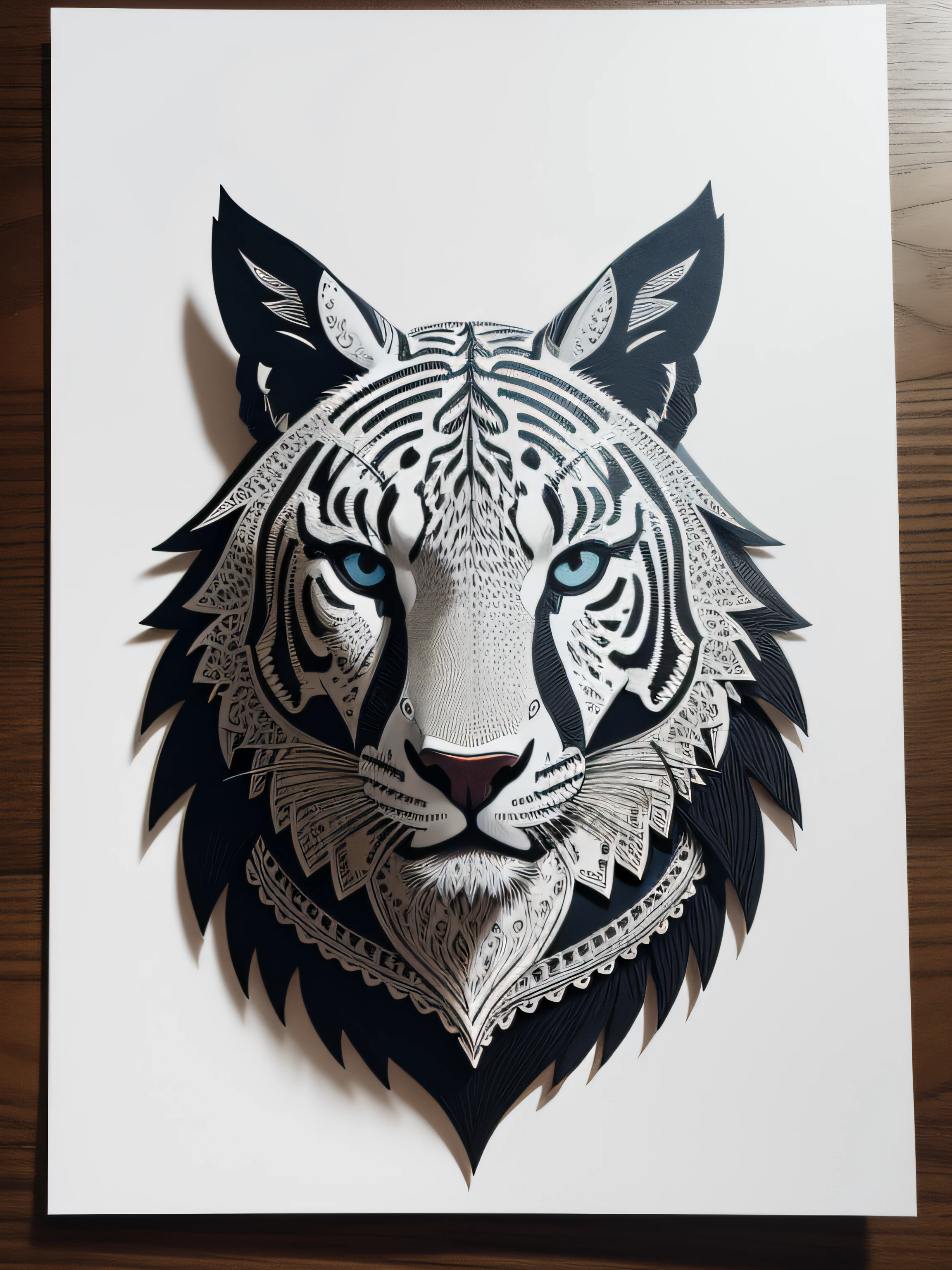 Paper cutting art of animals 8k, ultrarealistic