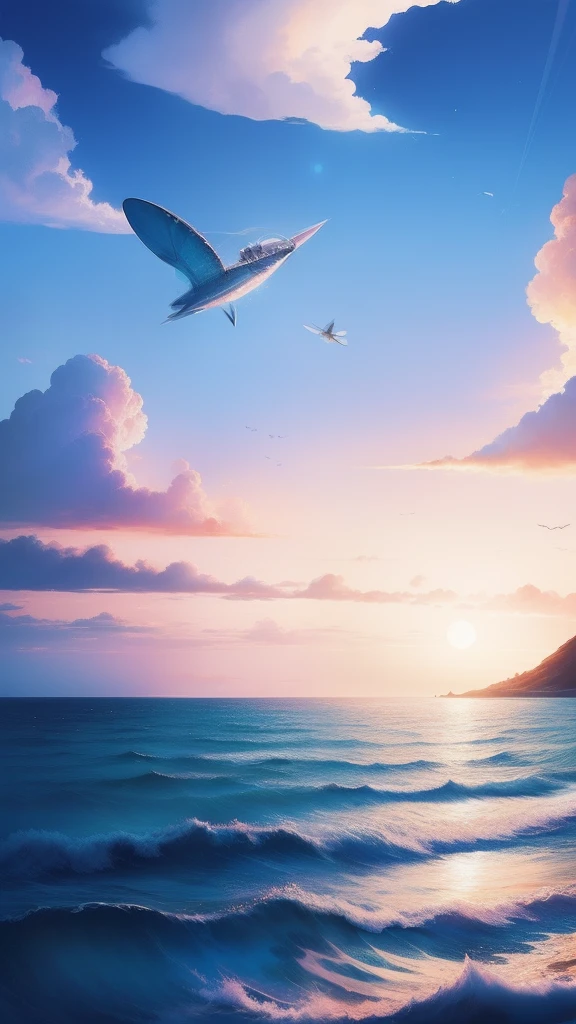 themoon，(((girl)))，(Inside the clouds)，((((Fly to the sea))))，The soul soars,sunraise