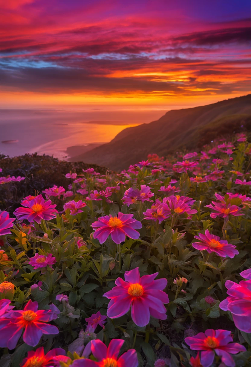 Uma flor Margarida, linda e perfeita, crisp with vivid colors at dusk.