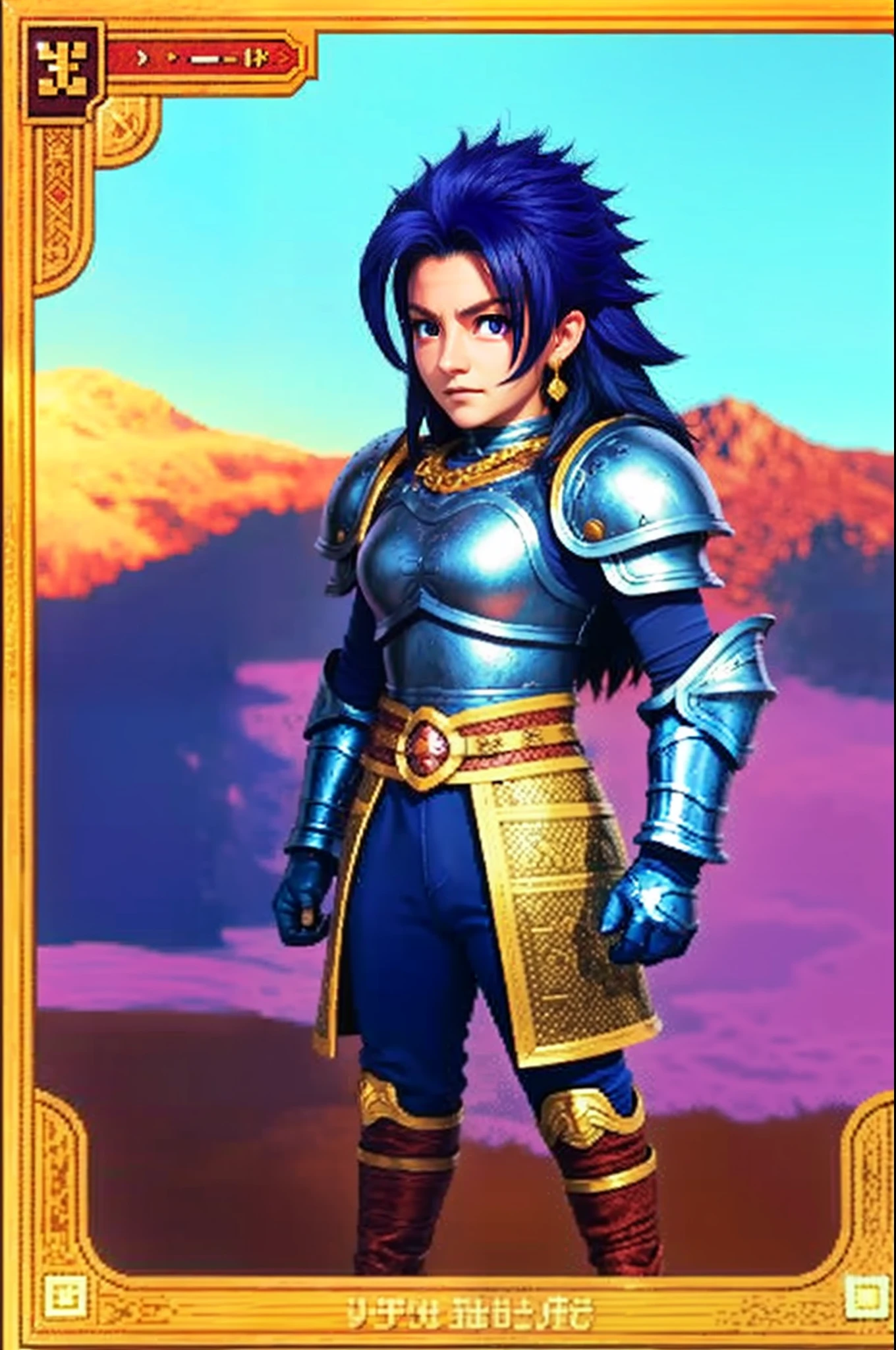 pixel game《dragon quest》,Game character design,(Lady Knight:1.4),Heavy armor,16-bit pixels