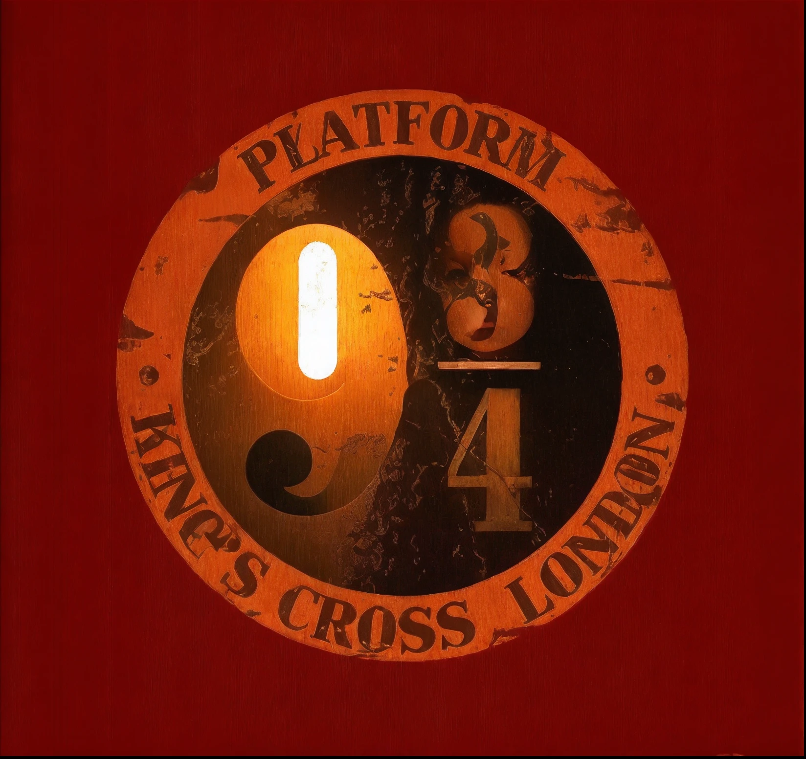 (Para fechar ,vermelho ,branco e preto), of a Harry Potter Express sign with a number 9, Plataforma 9 3 / 4, Gryffindor, Three-Bedroom View, 2 4 anos, Harry, inspirado em Fuller Potter, version 3, harry potter series setting, Ambientado em 1999, em 9 4, Directed by: Kristin Nelson, travessuras administradas, Ambientado em 1998