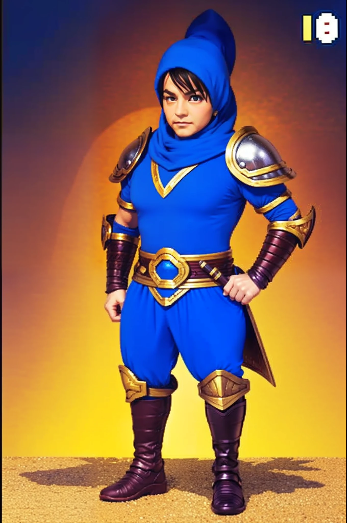 pixel game《dragon quest》,Game character design,(Lady Knight:1.4),Heavy armor,16-bit pixels