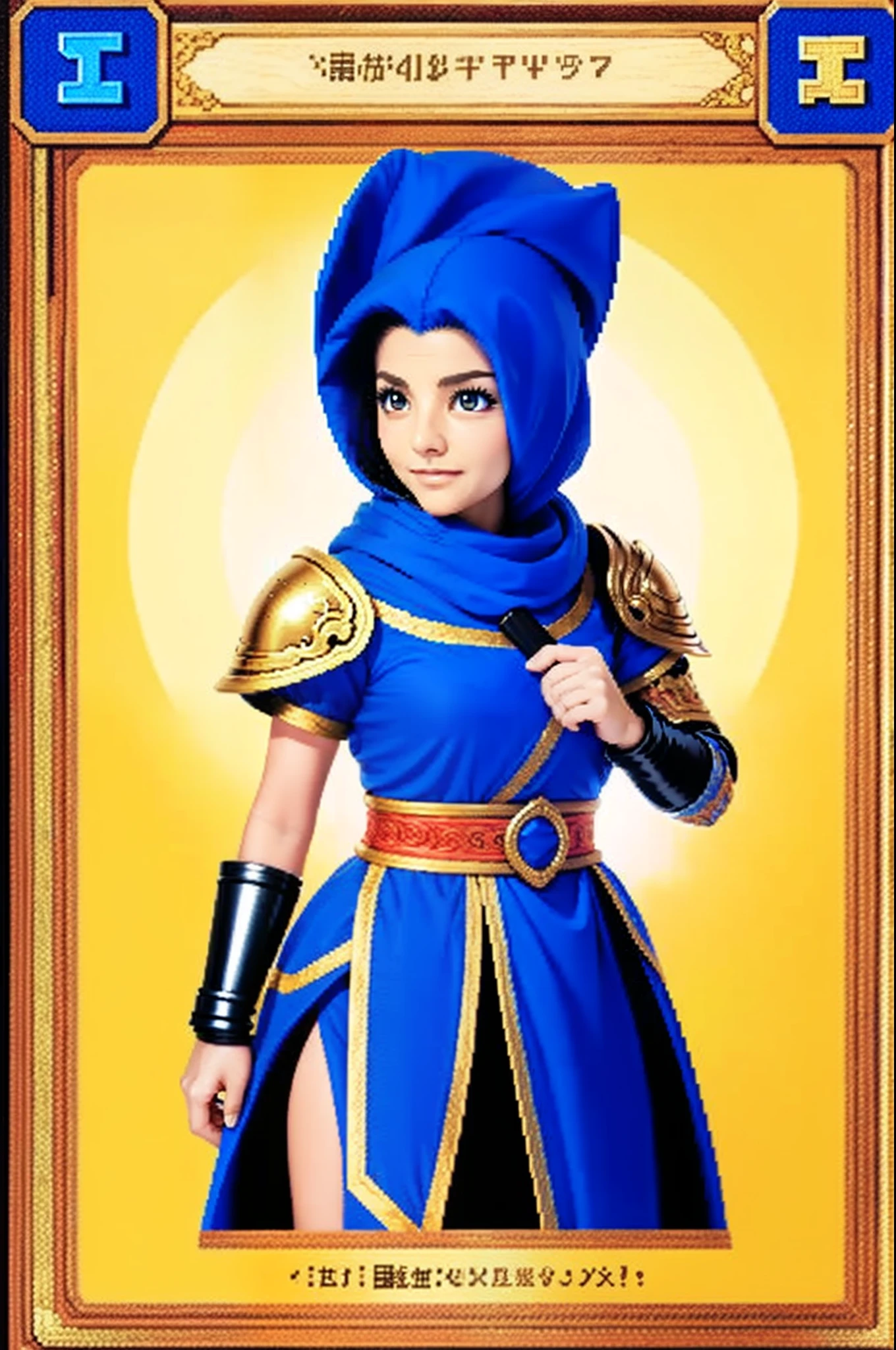 pixel game《dragon quest》，Game character design，（Lady Knight：1.4），Heavy armor，16-bit pixels