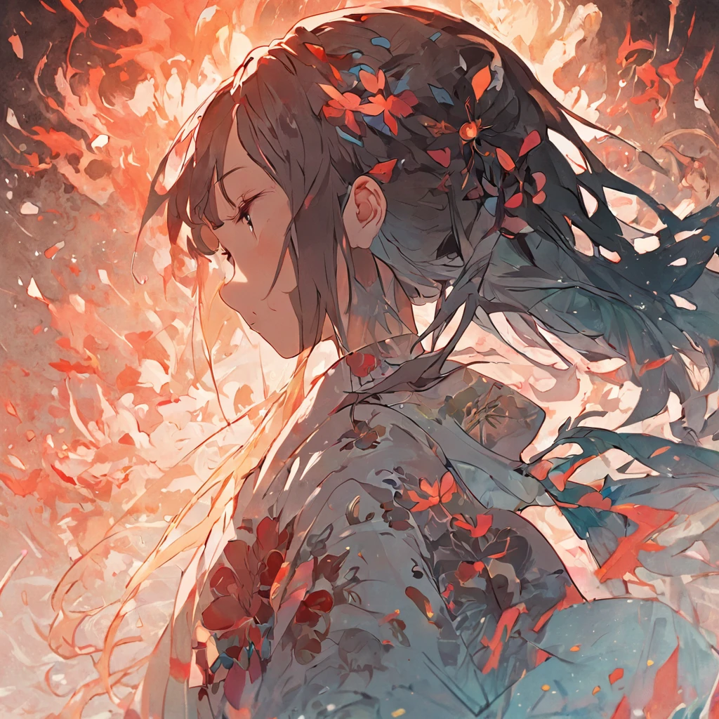 (fondo blanco:1.4),(Silhouette of a girl's head, eyes closed, cabello largo y rubio, Oriental elementos),(Chinese illustration:1.3,Arte en papel:1.3, Arte de papel acolchado:1.2),( Reasonable design, Clear lines, Alta nitidez,La mejor calidad, muy detallado, Obra maestra, Film light effect, 4k )