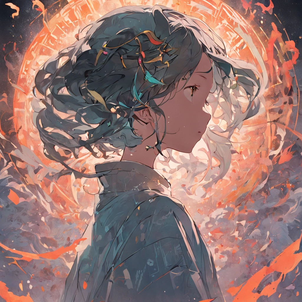 (fondo blanco:1.4),(Silhouette of a girl's head, eyes closed, cabello largo y rubio, Oriental elementos),(Chinese illustration:1.3,Arte en papel:1.3, Arte de papel acolchado:1.2),( Reasonable design, Clear lines, Alta nitidez,La mejor calidad, muy detallado, Obra maestra, Film light effect, 4k )