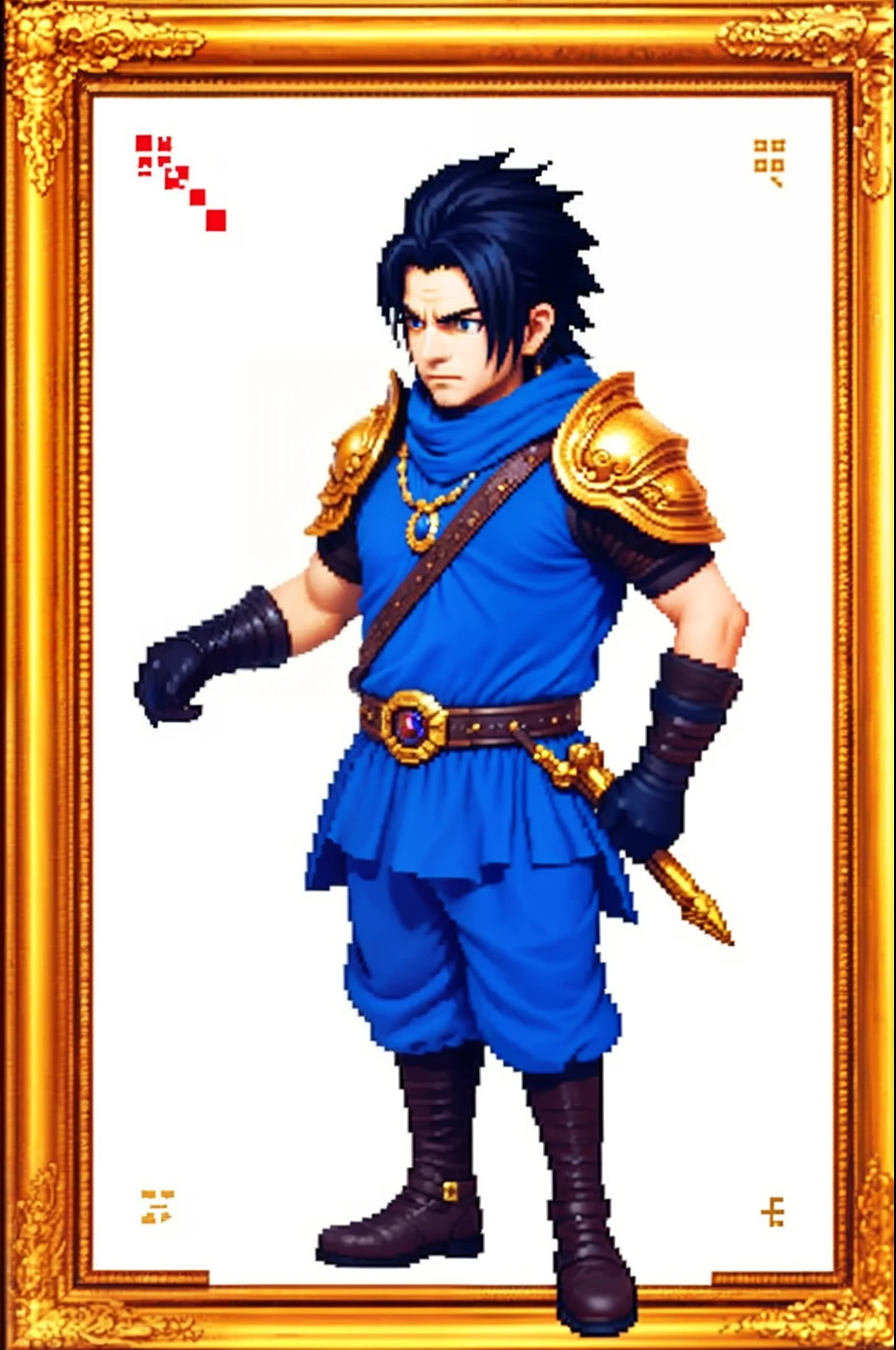 pixel game《dragon quest》,Game character design,(cavalier:1.4),femele,Heavy armor,16-bit pixels