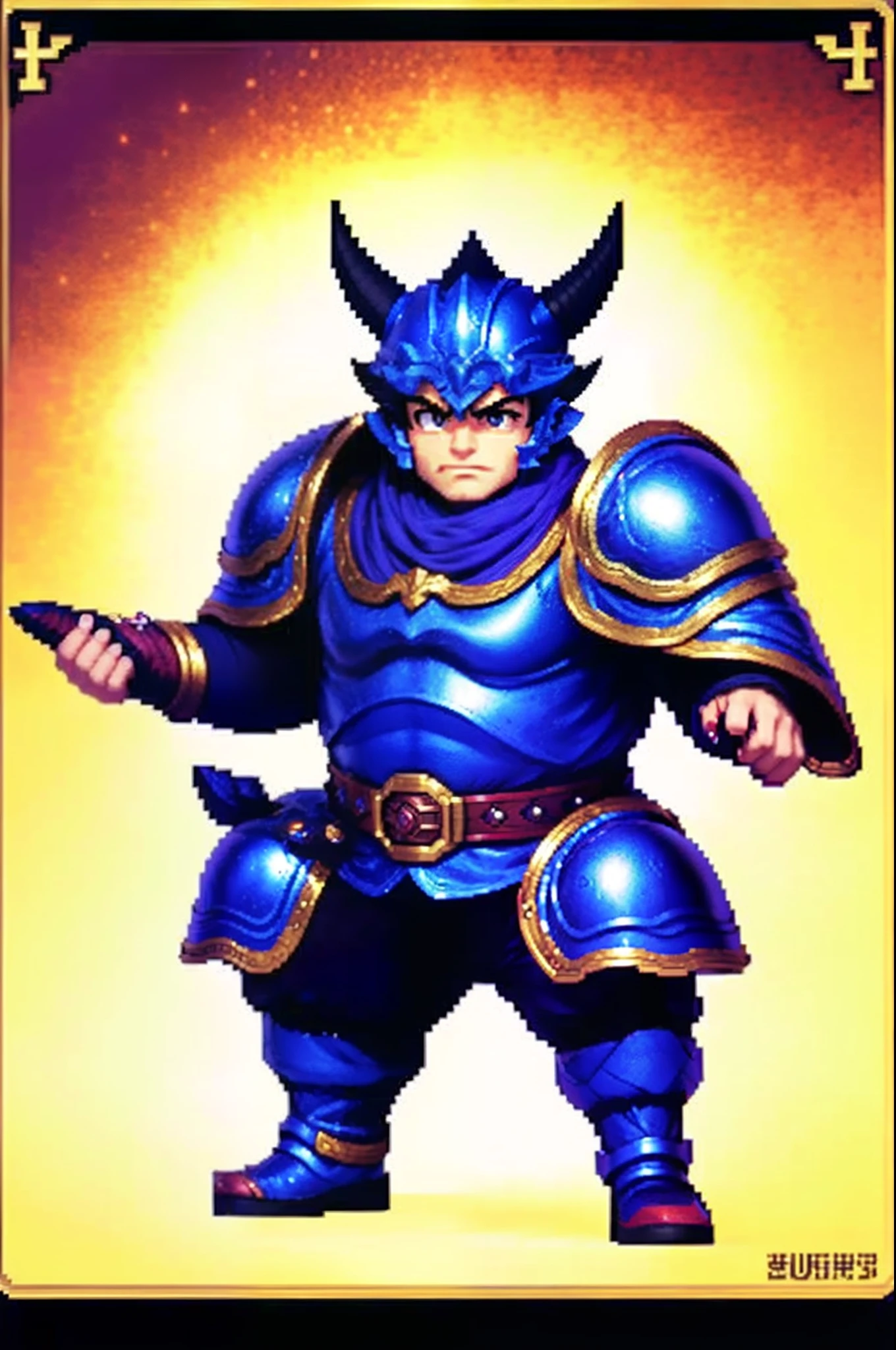 pixel game《dragon quest》,Game character design,(cavalier:1.4),femele,Heavy armor,16-bit pixels