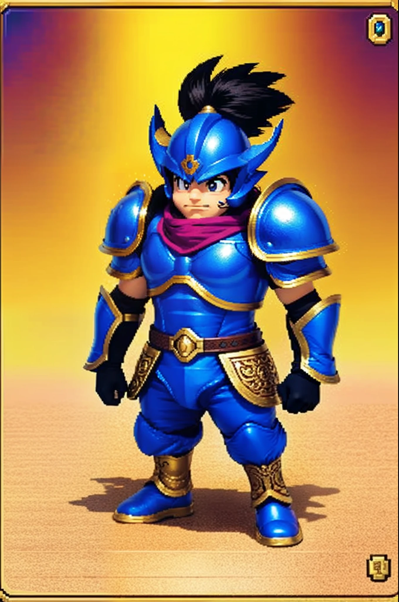 pixel game《dragon quest》,Game character design,(cavalier:1.4),femele,Heavy armor,16-bit pixels