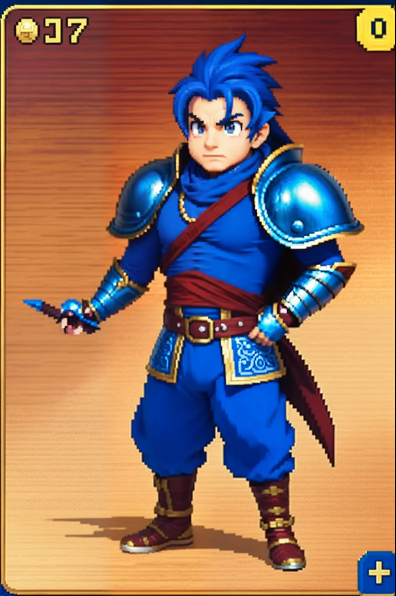 pixel game《dragon quest》，Game character design，（cavalier：1.4），femele，Heavy armor，16-bit pixels