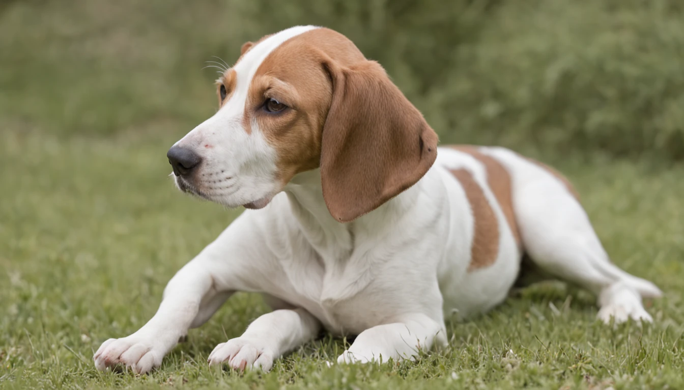 American Foxhound dog, single body, Perfil, lado, collor White Black & Tan