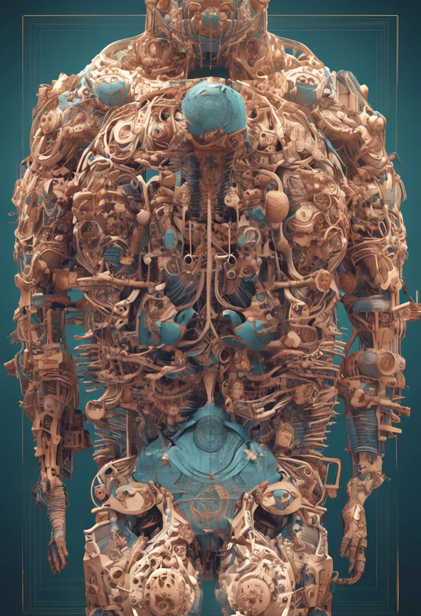 Humano triunfante,Imagem completa, High-resolution graphics, forced perspective,smug expression, Massive, criativo, imaginativo, circunstanciado, anatomia correta,Vista de 70 graus,imagem espelhada,LSD