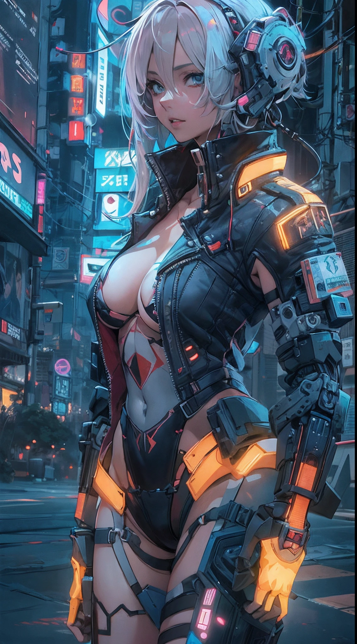 Motor irreal:1.4,UHD,La mejor calidad:1.4, fotorrealista:1.4, textura de la piel:1.4, Obra maestra:1.8,Chica de anime con atuendo futurista posando en una ciudad por la noche, Cyberpunk anime chica mech, Arte digital cyberpunk anime, lingerie Anime Arte cyberpunk, Chica de anime cyberpunk, Chica femenina de anime cyberpunk, Linda Chica Cyborg, Mejor fondo de pantalla de Anime 4K Konachan, Oppai cyberpunk, Digital Cyberpunk - Arte Anime, arte de anime cyberpunk, girl in mecha cyber armor, Perfecto anime cyborg mujer,beautiful fine hands,