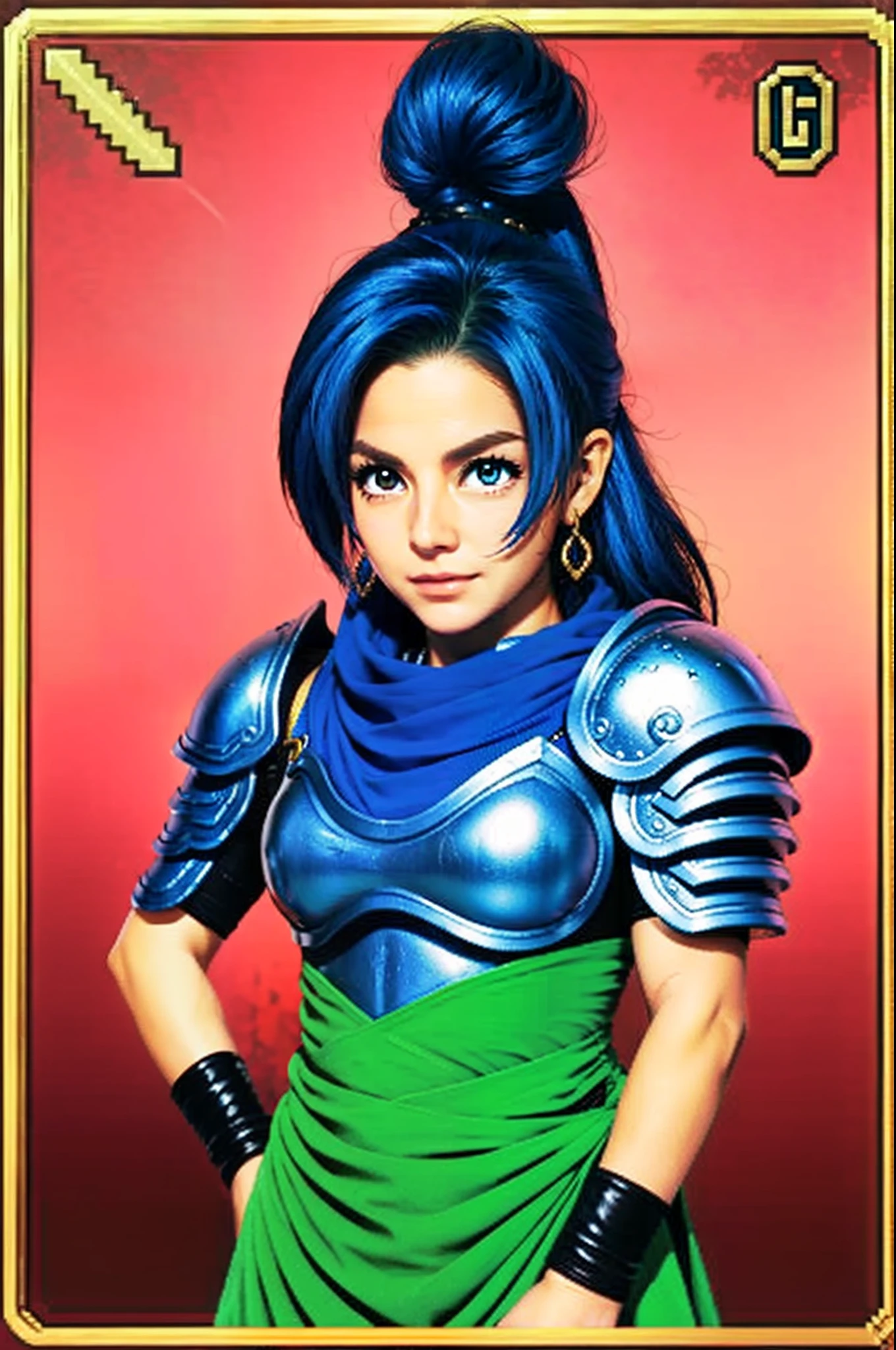 pixel game《dragon quest》,Game character design,(Lady Knight:1.4),Heavy armor,16-bit pixels