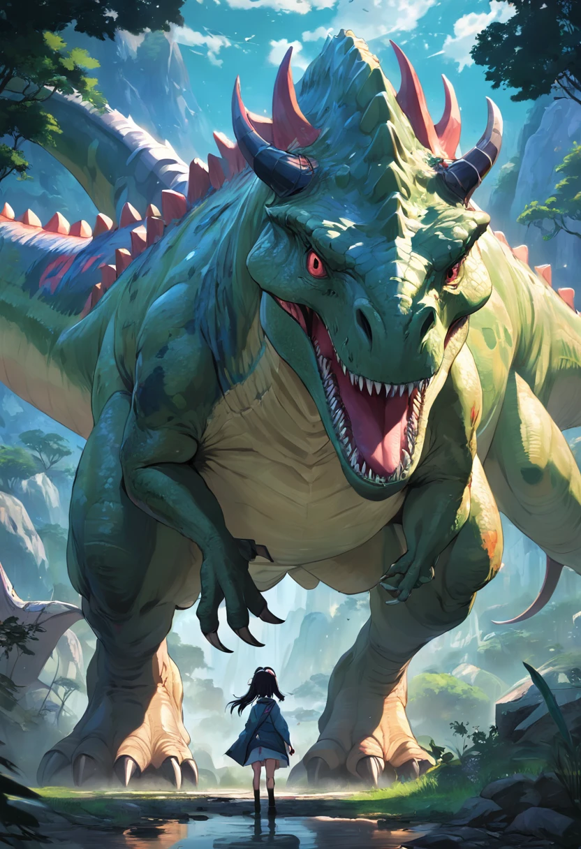 Ultra-high resolution,Huge dinosaurs,城市,Carnivorous bovine dragon