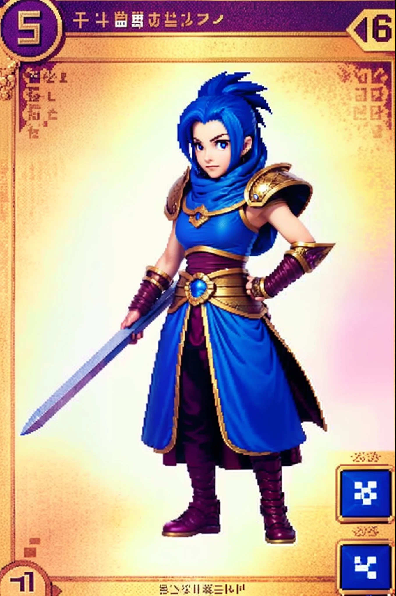pixel game《dragon quest》,Game character design,(Lady Knight:1.4),Heavy armor,16-bit pixels