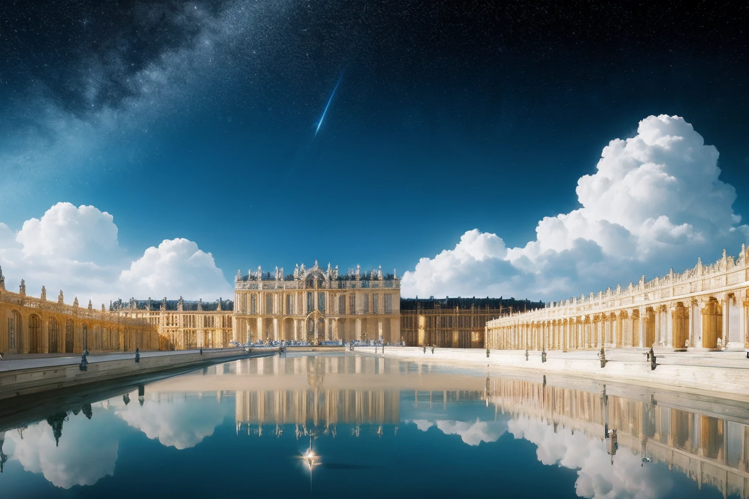 High quality, time machine、Palace of Versailles、starrysky、intergalactic、animations, landscape