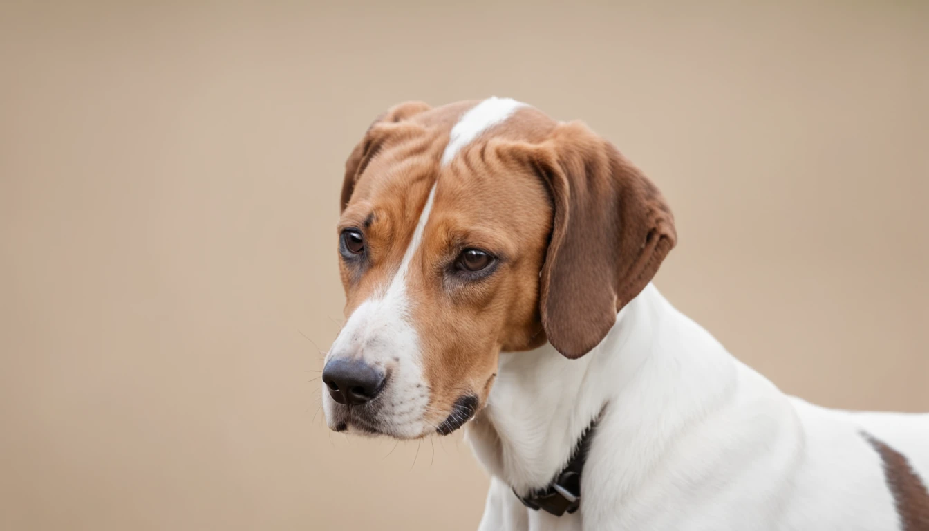 American Foxhound dog, single body, Perfil, lado, collor White Black & Tan