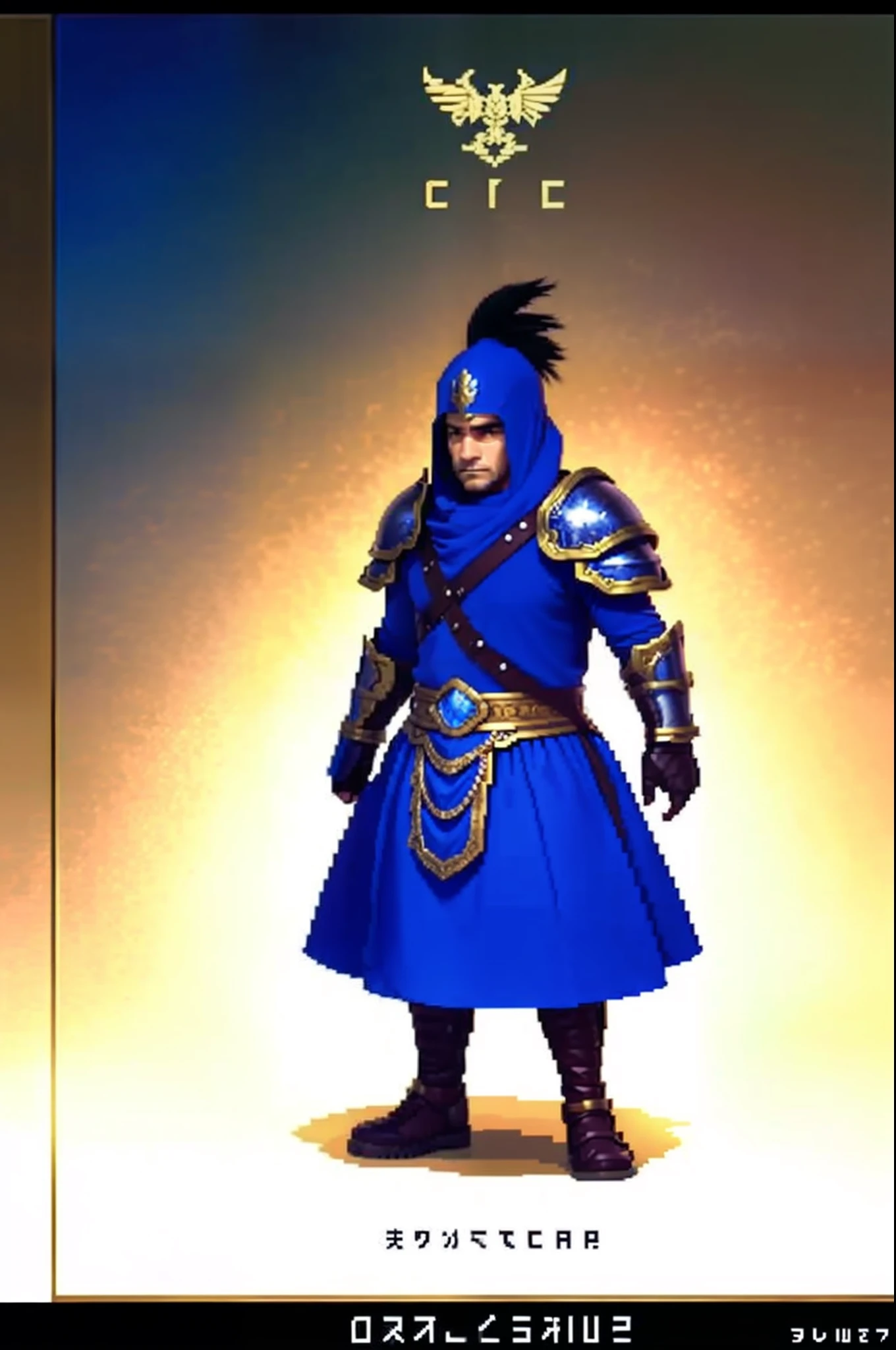 pixel game《dragon quest》,Game character design,(Lady Knight:1.4),Heavy armor,16-bit pixels