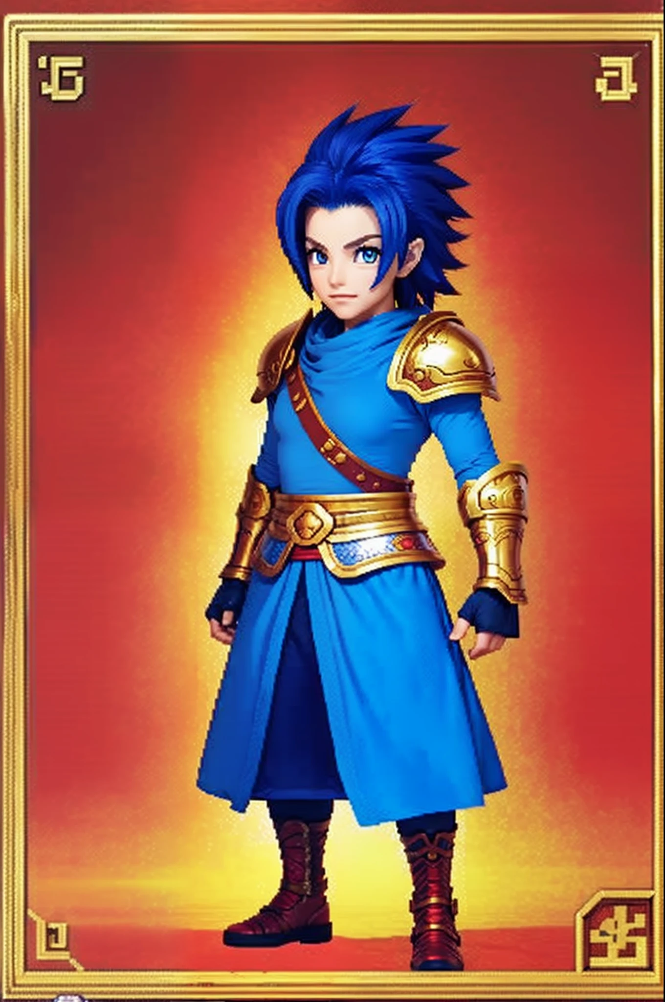 pixel game《dragon quest》,Game character design,(Lady Knight:1.4),red colour,Heavy armor,16-bit pixels