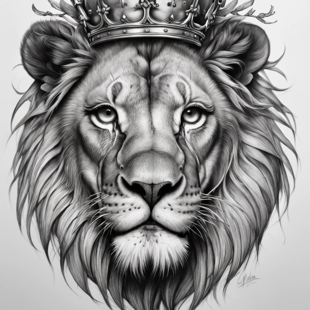a black and white drawing of a lion with a crown of thorns on its head, design de tatuagem realismo, desenho de tatuagem realismo, Realismo Tattoo Sketch, Directed by: Emiliano Di Cavalcanti, O Senhor e Salvador, ✏️🎨, Directed by: Bernardo Cavallino, Directed by: Jordan Grimmer, Directed by: Bernat Sanjuan, Directed by: Tony Sart, hyper - realistic tattoo sketch