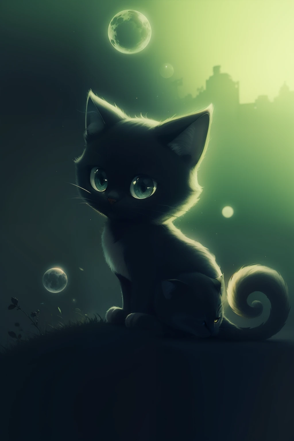 Gato preto, desenho, alta qualidade