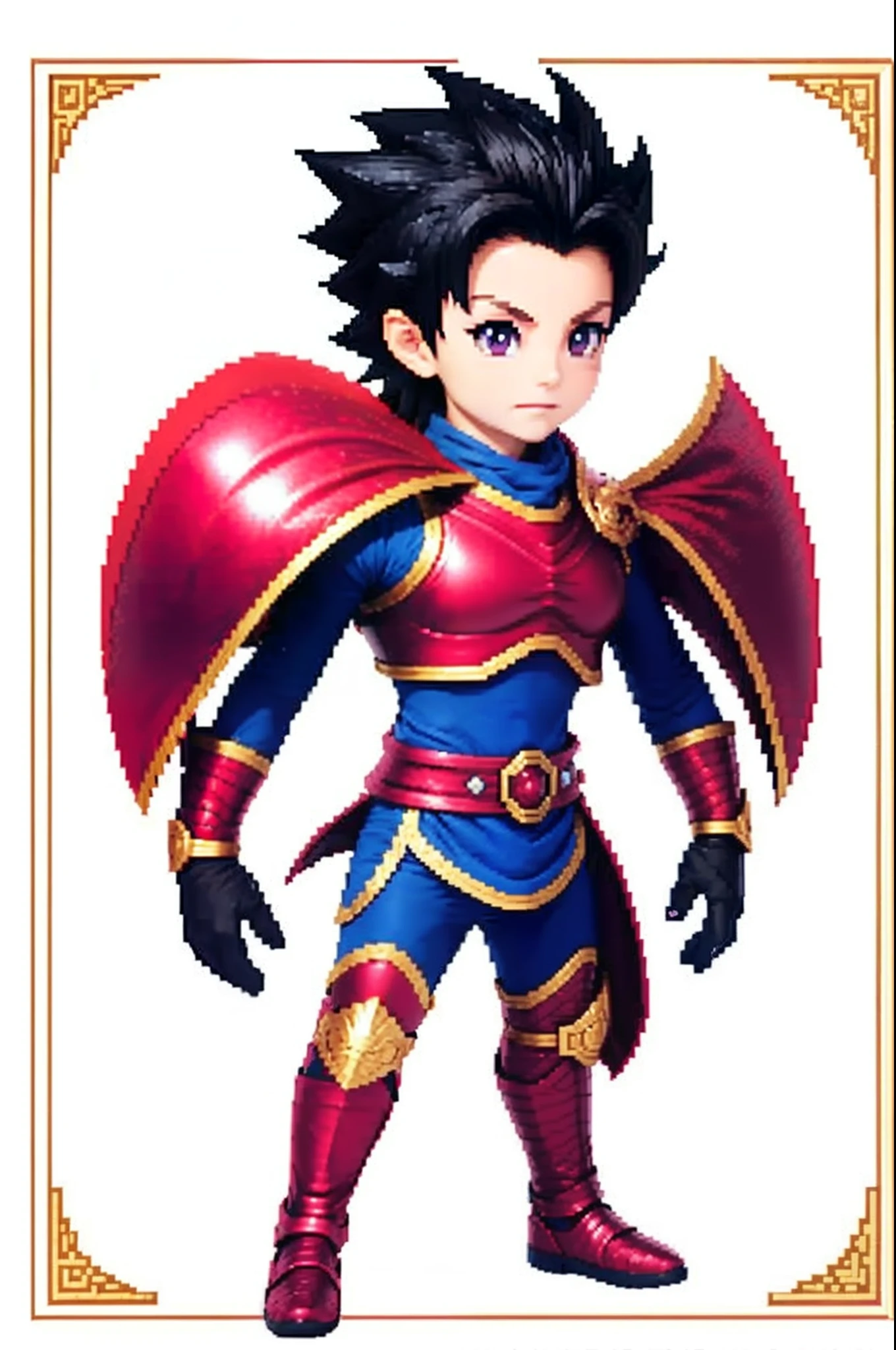 pixel game《dragon quest》,Game character design,(Lady Knight:1.4),red colour,Heavy armor,16-bit pixels
