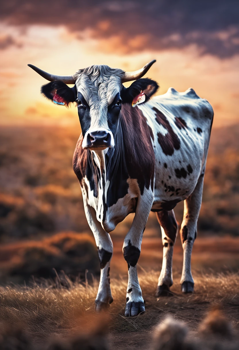 "detailed and artistic cow outline design"