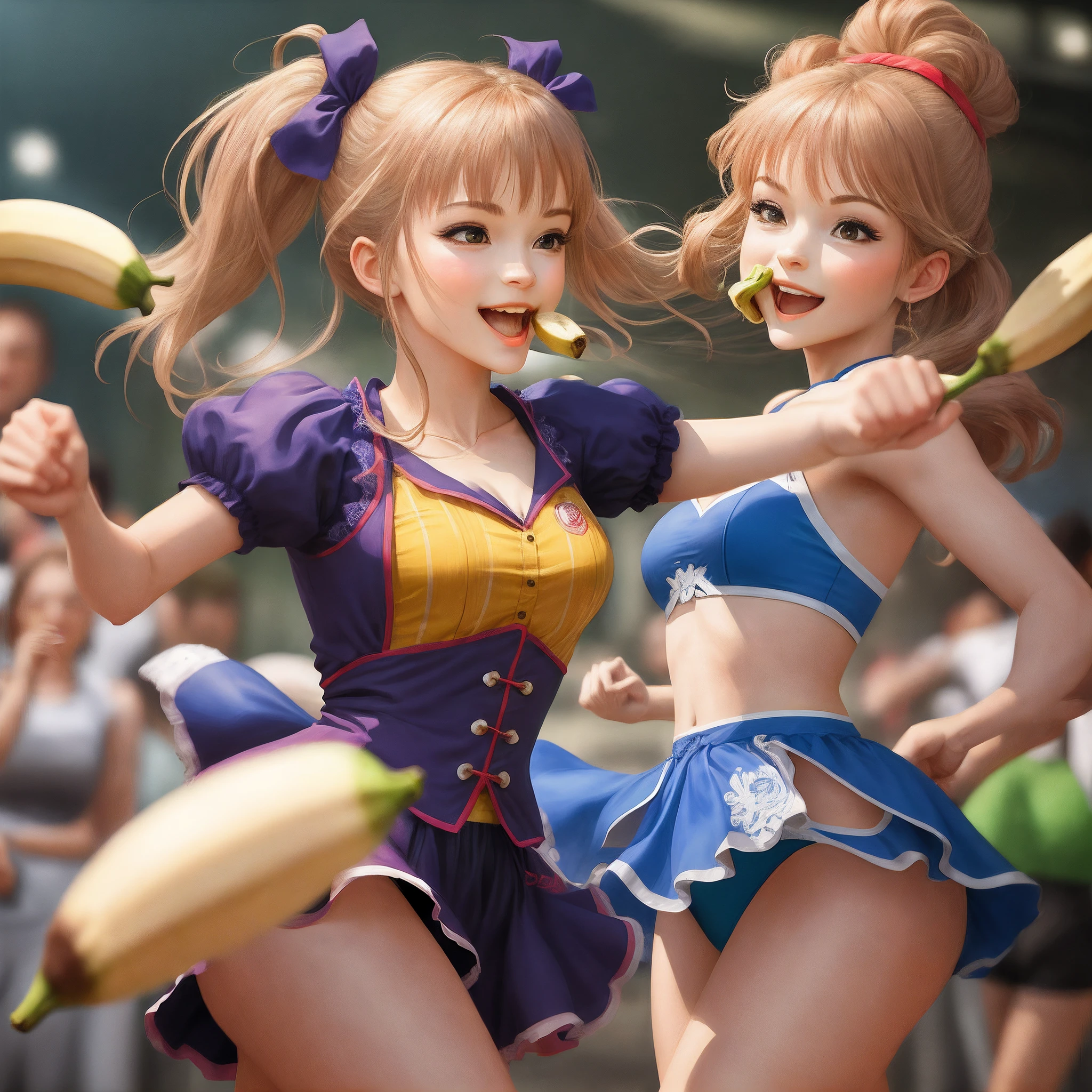 Dancing maiden eating bananas