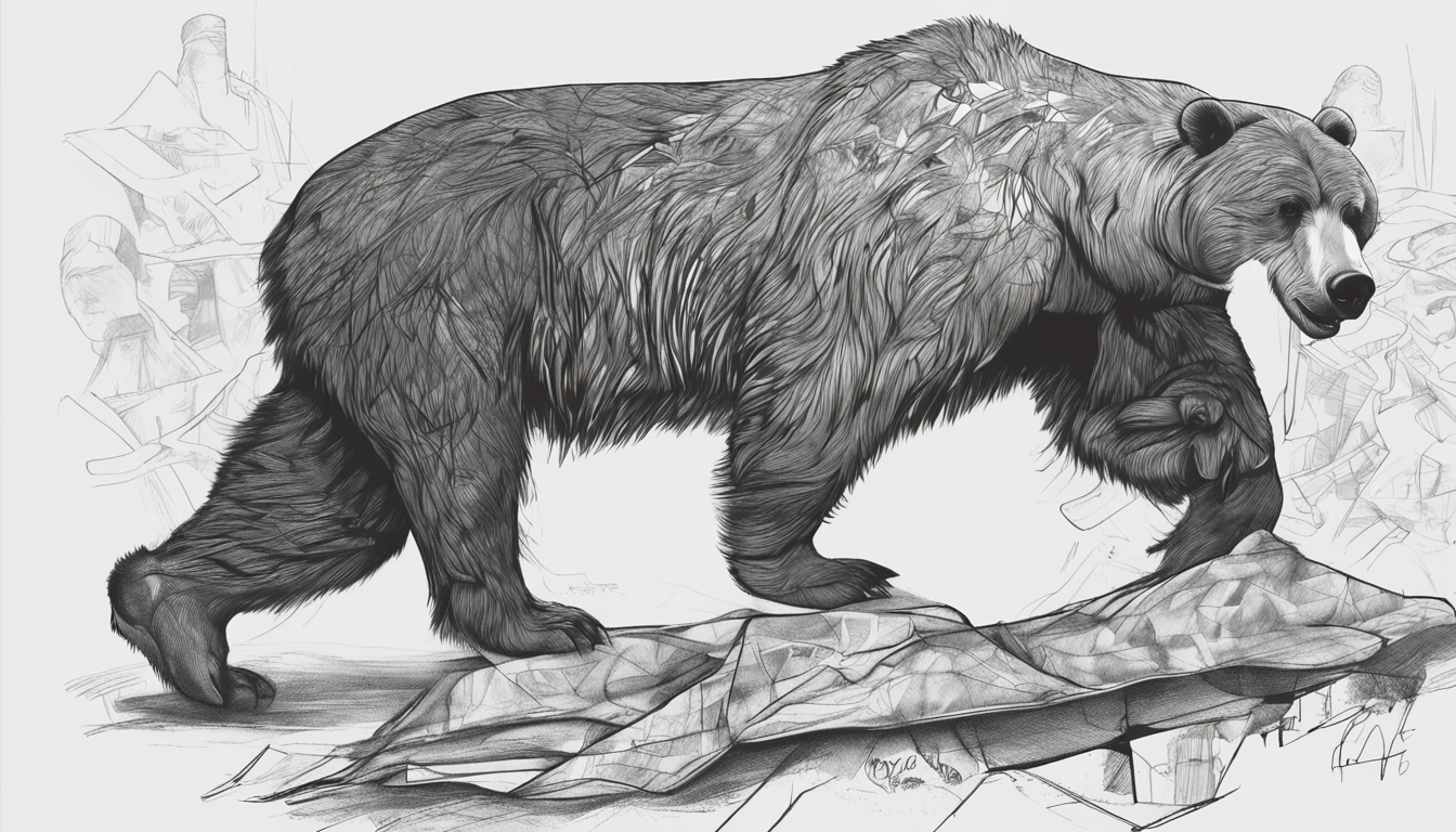 tmasterpiece,Create realistic drawings of a bear, Ted style, Hand drawing,shadowing,White hair on the chest V, on the white background, Urban style, in graffiti style, Escorida tones, Estilo streetwear, Aggressive