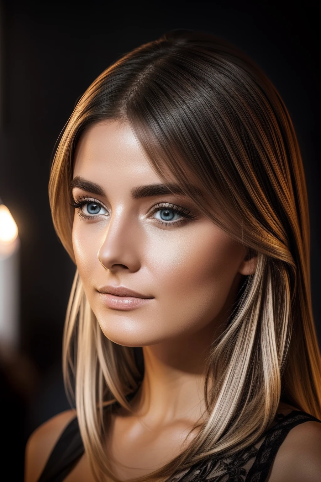 Photography of a stunning girl, Tragen eines tief ausgeschnittenen Oberteils, (((sehr schwere Oberweite))), gewelltes Haar, sitzt auf einer Bank, schaut in die Kamera, Symmetrische Augen, symmetrisches Gesicht, fotorealistisch, Fotografie, Pfadverfolgung, Spiegelnde Beleuchtung, Volumetrisches Gesichtslicht, Pfad nachgezeichnetes Haar, Sichtbare Schatten, kompliziert, Aufwendig, Hyperrealistisch