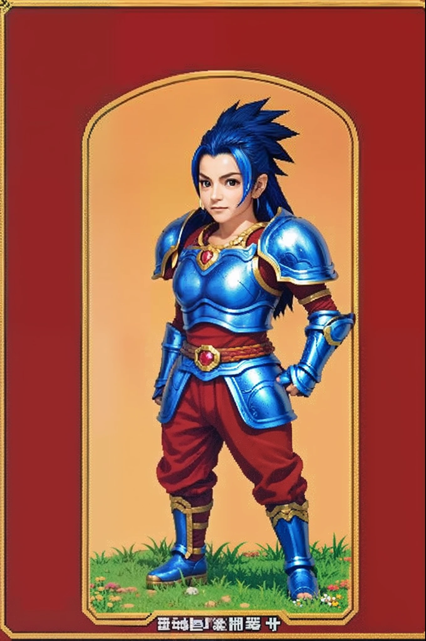 pixel game《dragon quest》,Game character design,(Lady Knight:1.4),red colour,Heavy armor,16-bit pixels