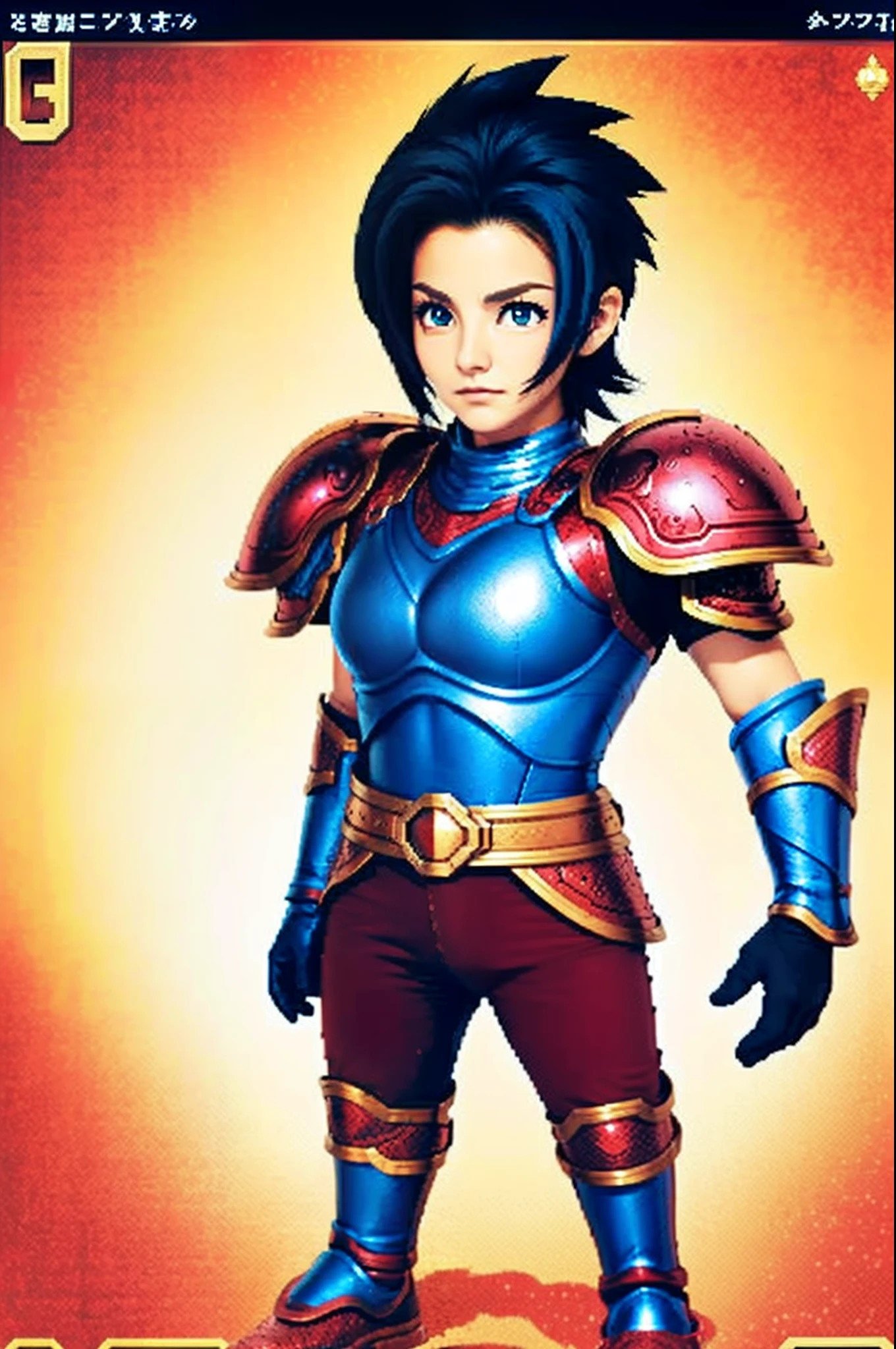 pixel game《dragon quest》,Game character design,(Lady Knight:1.4),red colour,Heavy armor,16-bit pixels