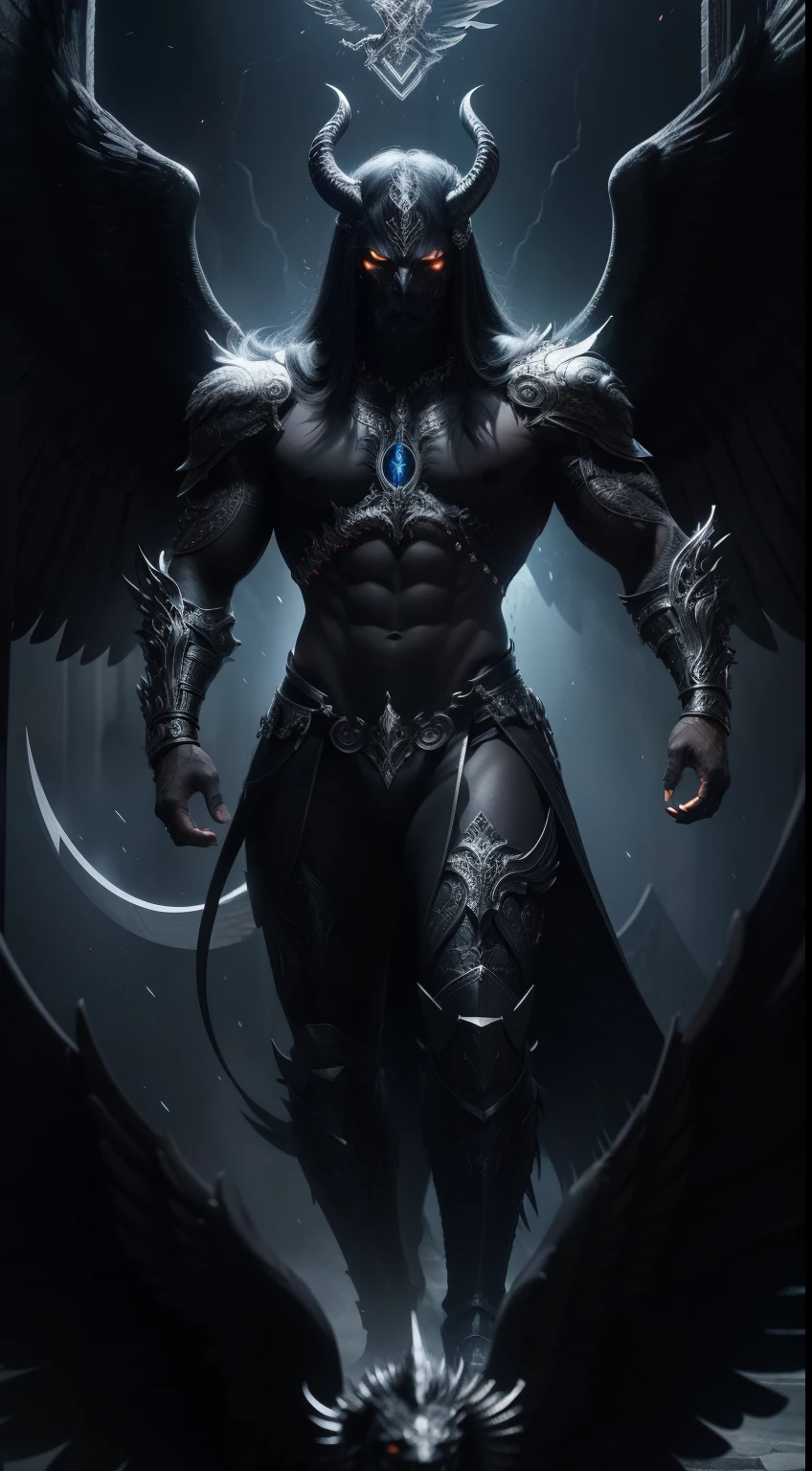 (best quality,4k,8k,highres,masterpiece:1.2),ultra-detailed,realistic:1.37,epic art,colorful scary angel,(Apterus:1.5),oil painting,angry eyes,dark wings,vibrant colors,mysterious background,heavenly atmosphere,glowing halo,intense emotions,expressive brushstrokes,haunting presence,ethereal beauty,foreboding shadows,ominous lighting,dramatic composition,demonic features,sharp and detailed feathers,distinctive textures,contrast between light and dark,awe-inspiring,otherworldly,divine,fantasy theme,mythological creature,impressive wingspan,dynamic pose,ominous clouds,fallen angel,intricate details,captivating,unforgettable,visually stunning