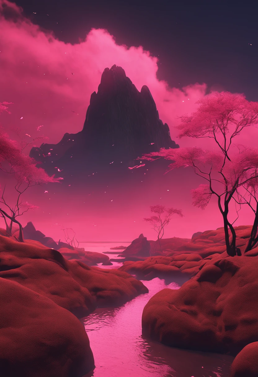mars with grass, in the style of anime aesthetic, dreamy and romantic compositions, richly colored skies, minimalistic drawings, song dynasty, soft, romantic landscapes, dark pink and light amber --ar 3:2 --style raw --v 5.1 --s 750