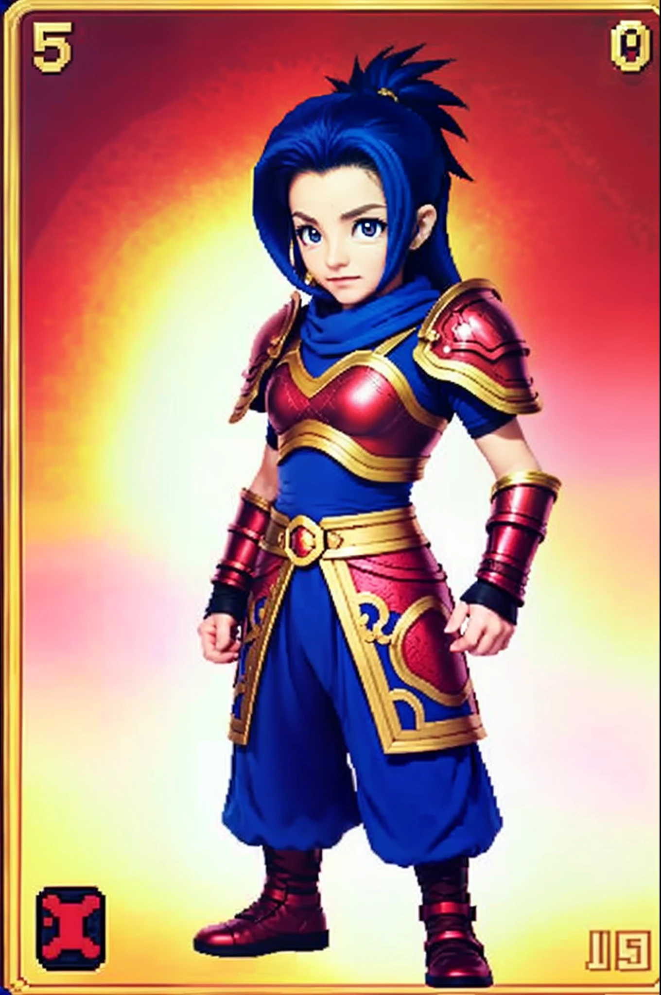 pixel game《dragon quest》，Game character design，（Lady Knight：1.4），red colour，Heavy armor，16-bit pixels